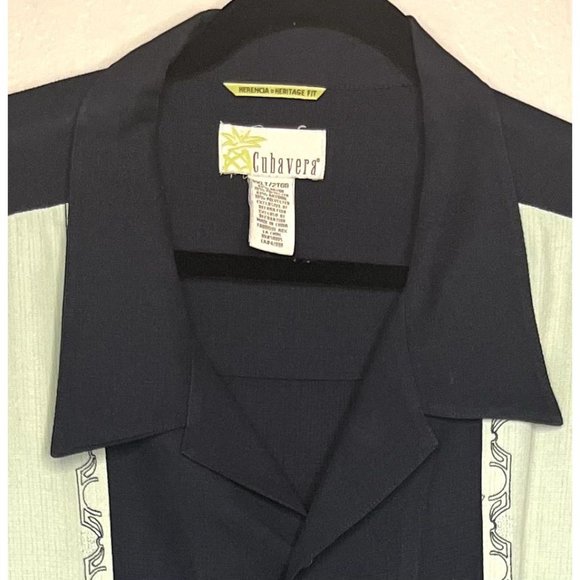Cubavera Heritage Fit Shirt Mens 2XL vintage Black/Pistachio Rayon Button up - Picture 8 of 15